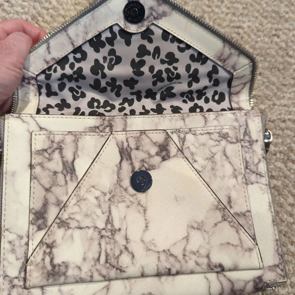 Rebecca Minkoff Avery Marble Print Envelope Crossbody Purse Bag